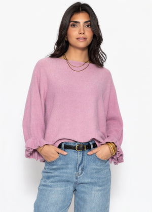 Oversize Pullover mit U-Boot Ausschnitt - altrosa