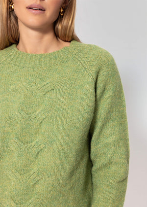 Strickpullover mit Zopfmuster - grün