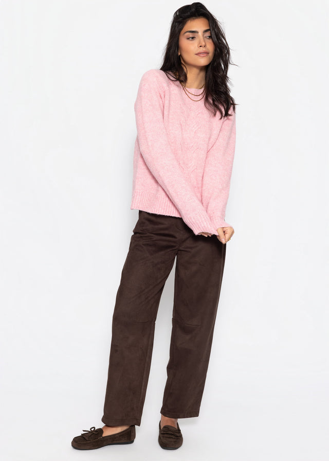 Knit jumper with cable knit - salmon rose