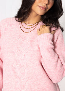 Knit jumper with cable knit - salmon rose