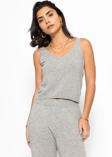Knitting top with cashmere - gray