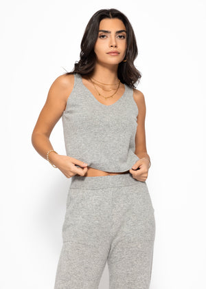 Knitting top with cashmere - gray