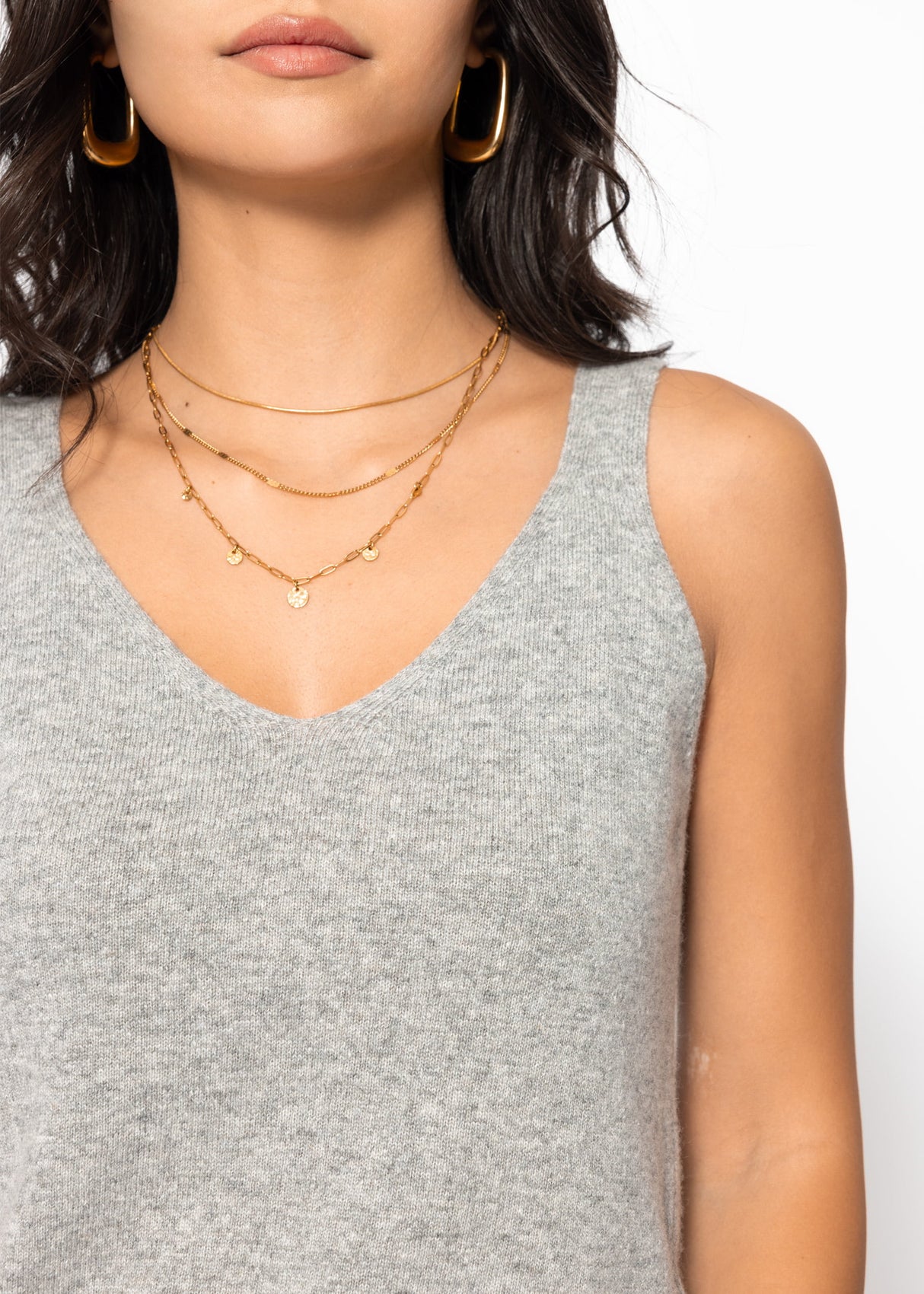 Knitting top with cashmere - gray