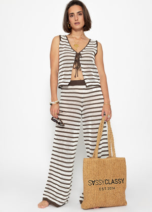 Stricktop mit Schleifenverschluss - offwhite