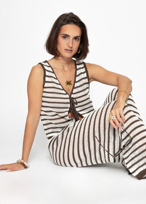 Stricktop mit Schleifenverschluss - offwhite