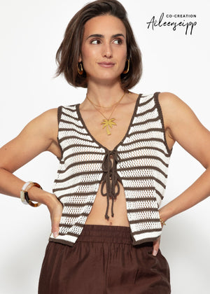 Stricktop mit Schleifenverschluss - offwhite