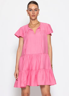 Stufenkleid mit Flügelärmel - pink