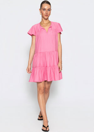 Stufenkleid mit Flügelärmel - pink