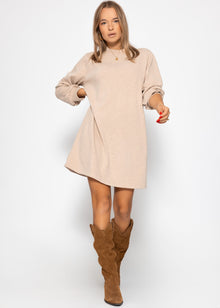 Sweatkleid mit Stehkragen - beige