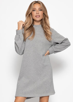 Sweat dress with stand -up collar - gray