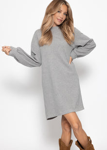 Sweat dress with stand -up collar - gray