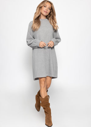 Sweat dress with stand -up collar - gray