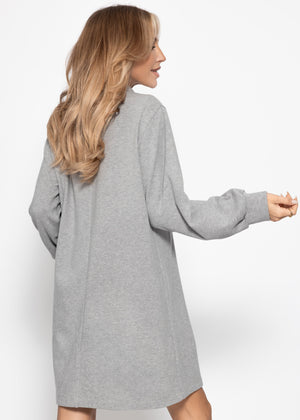 Sweat dress with stand -up collar - gray