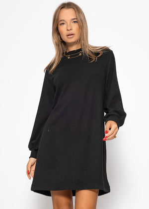 Sweatkleid mit Stehkragen - schwarz