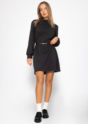 Sweatkleid mit Stehkragen - schwarz