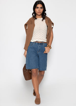 T-Shirt aus floraler Spitze - offwhite