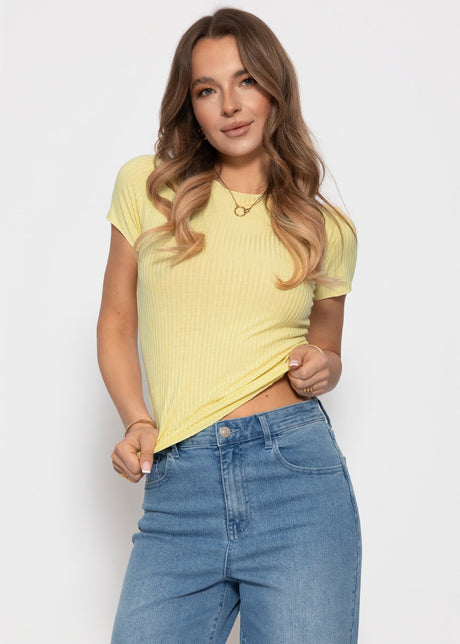 T-Shirt in geripptem Jersey - gelb von SASSYCLASSY