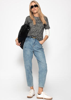 T-shirt with leopard print - grey