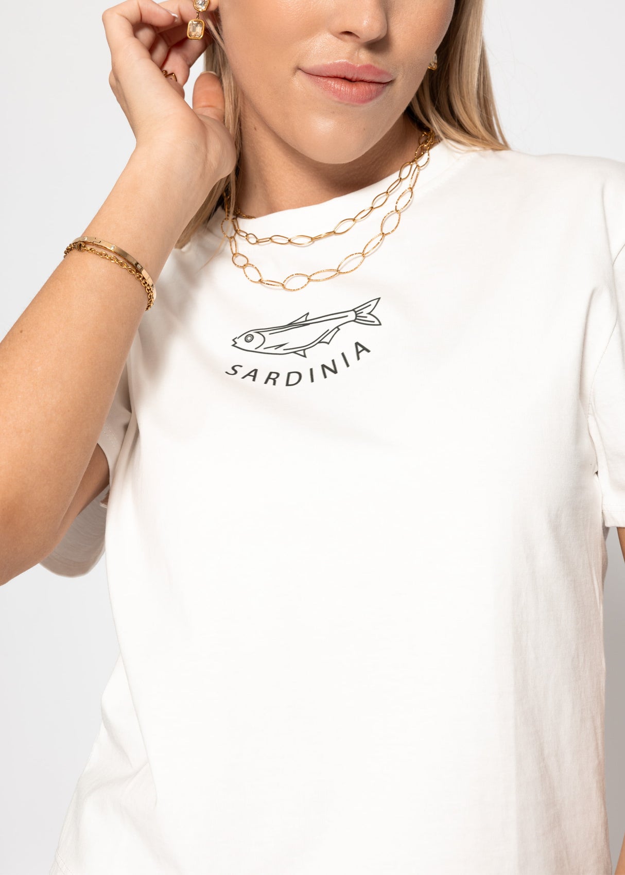 T-shirt with Sardinia print - off-white