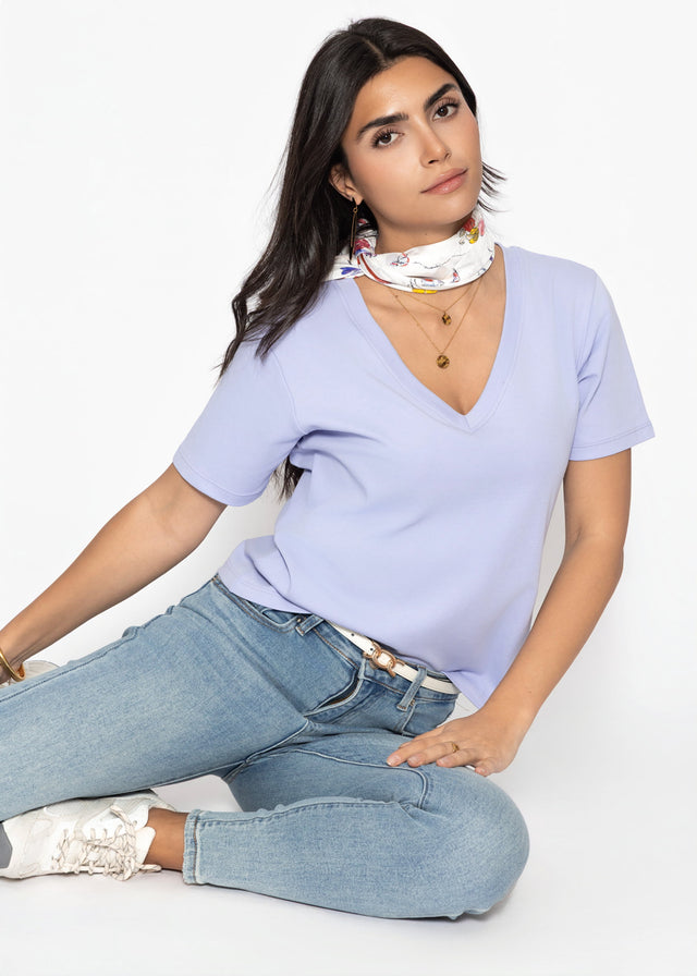 V-neck T-shirt - lilac