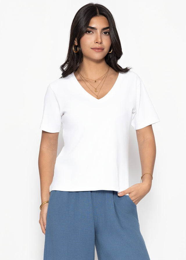 V-neck T-shirt - off-white