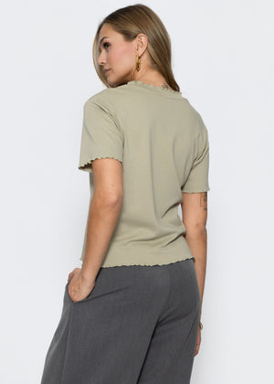T-Shirt mit Wellenkante - khaki
