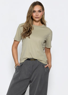 T-Shirt mit Wellenkante - khaki