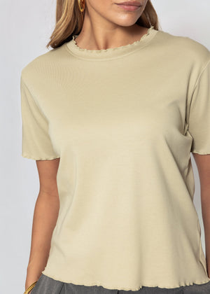 T-Shirt mit Wellenkante - khaki