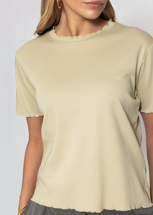 T-Shirt mit Wellenkante - khaki