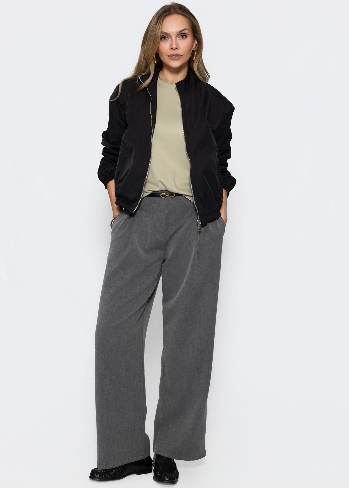 T-Shirt mit Wellenkante - khaki
