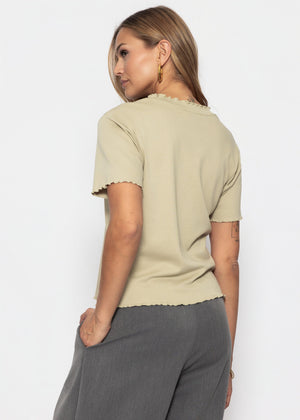T-Shirt mit Wellenkante - khaki
