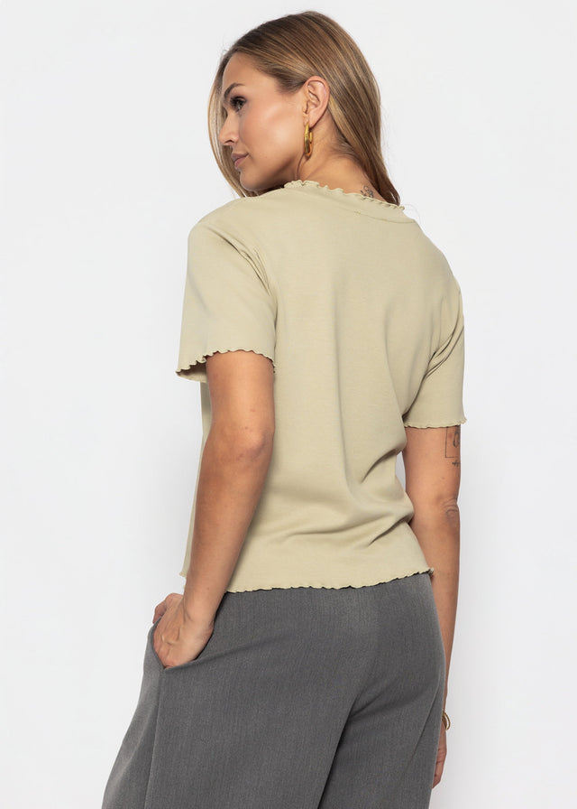 T-Shirt mit Wellenkante - khaki