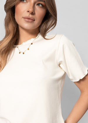T-Shirt mit Wellenkante - offwhite