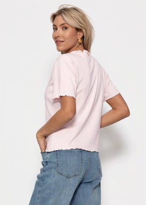 T-Shirt mit Wellenkante - rosa