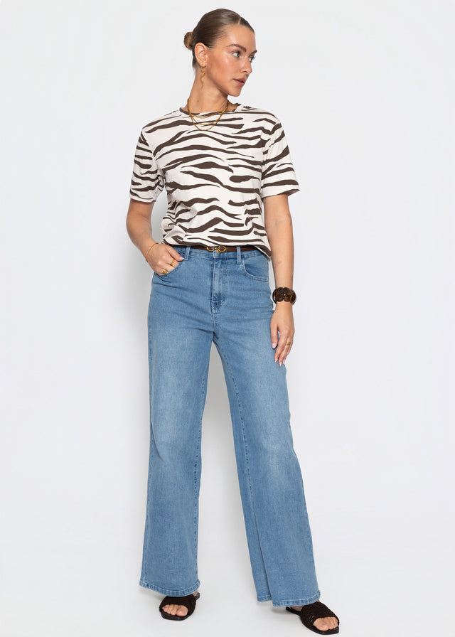 T-shirt with zebra print - beige-brown