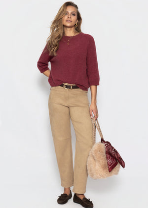 Tall - Barrel-Leg Hose in Wildlederoptik - beige