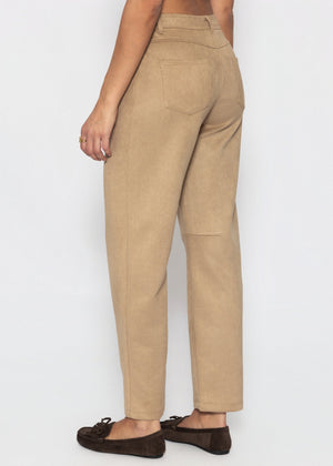 Tall - Barrel-Leg Hose in Wildlederoptik - beige