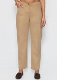 Tall - Barrel-Leg Hose in Wildlederoptik - beige