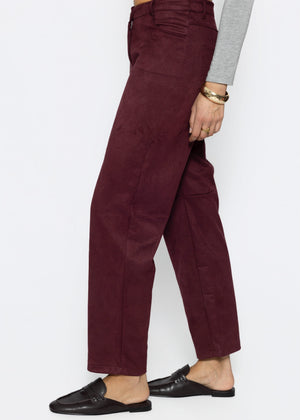 Tall - Barrel-Leg Hose in Wildlederoptik - burgundy
