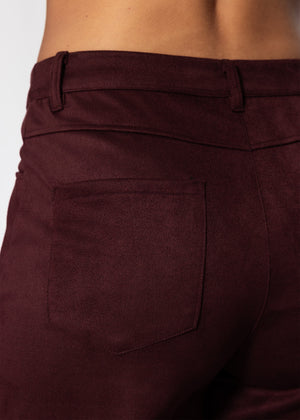 Tall - Barrel-Leg Hose in Wildlederoptik - burgundy