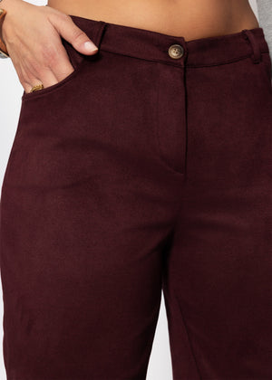 Tall - Barrel-Leg Hose in Wildlederoptik - burgundy