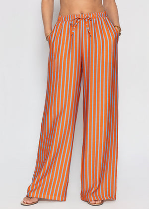 Tall: Gestreifte Hose mit Kordelzug - orange