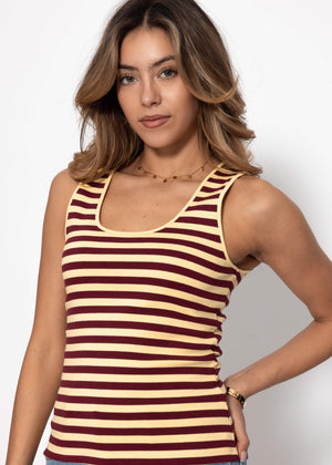 Tank Top gestreift - buttergelb-burgundy