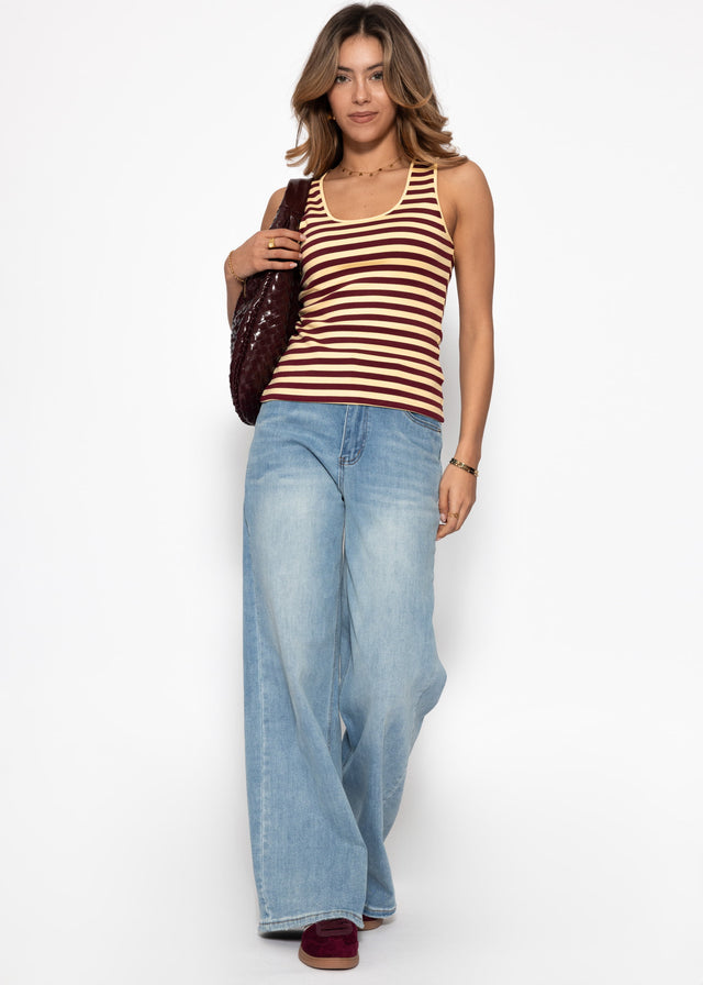 Striped tank top - butter yellow-burgundy