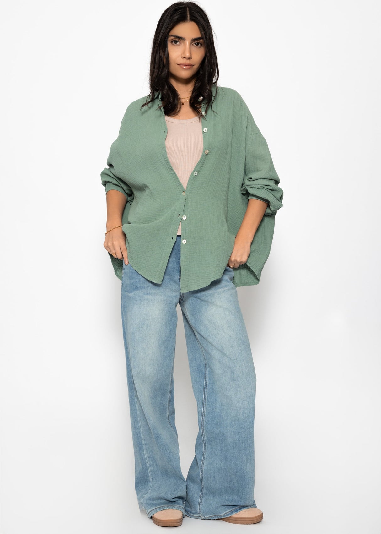 Tank Top mit Ausschnitt - beige