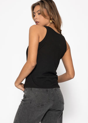 Tank Top mit Ausschnitt - schwarz