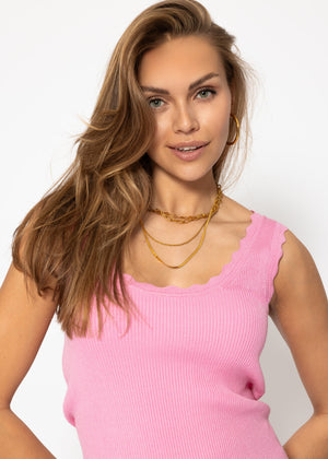 Tank top with scalloped edge - pink