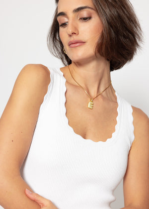 Tank top with scalloped edge - white
