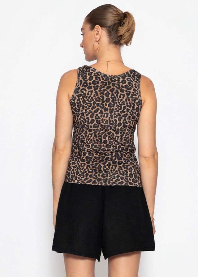 Tank top with leopard print - brown