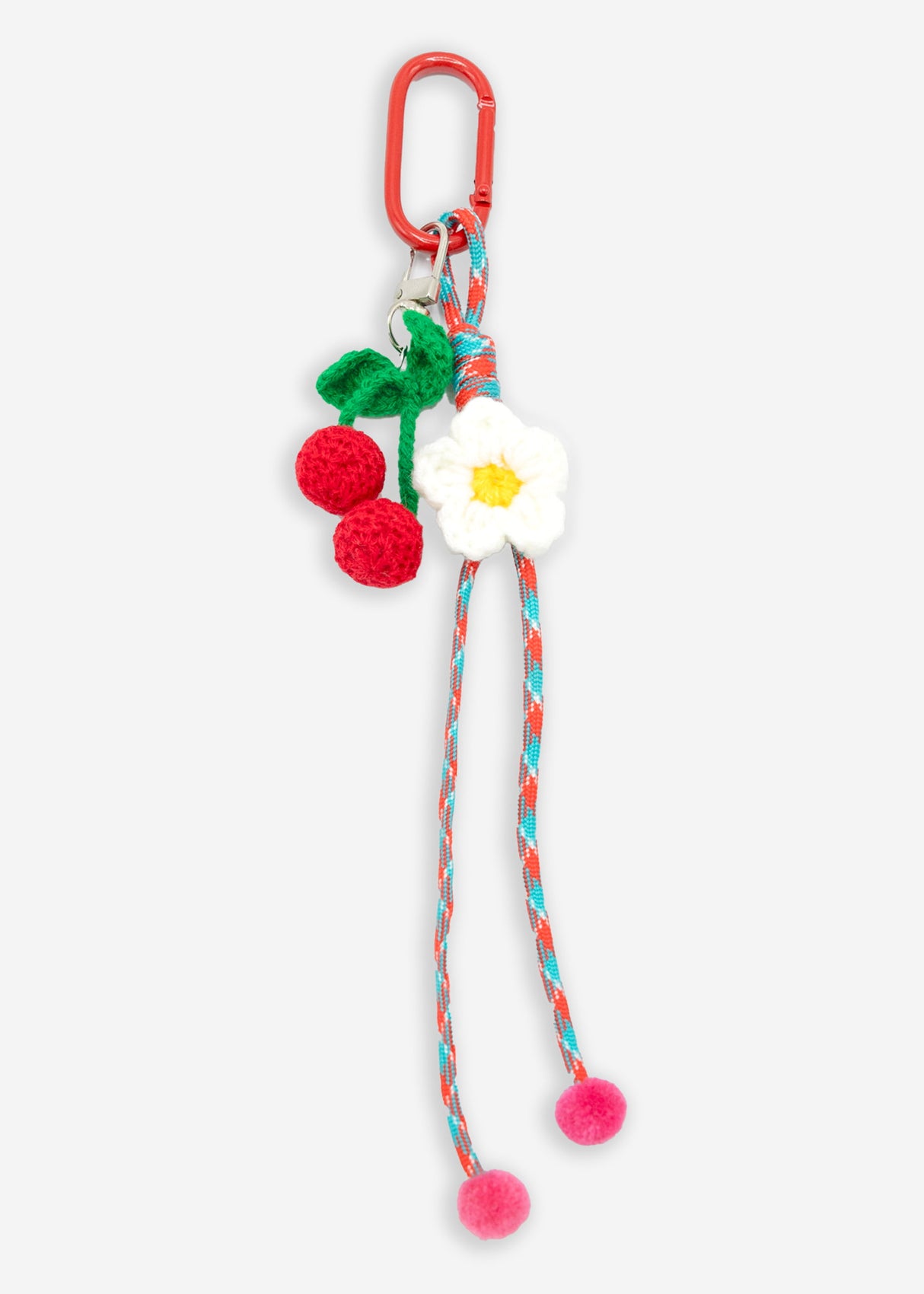 Taschenanhänger mit Kirsche und Blume - rot